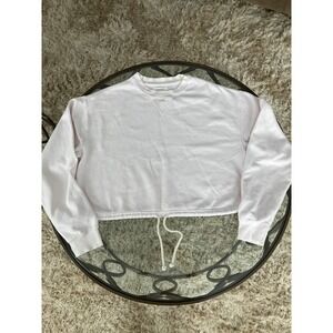 PacSun Cropped Drawstring Hem Crewneck Sweatshirt Light Pink Casual Comfy‎